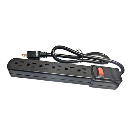 Comprehensive Outlet Strip, Surge, AC Power, 6 ft, Black CO58271